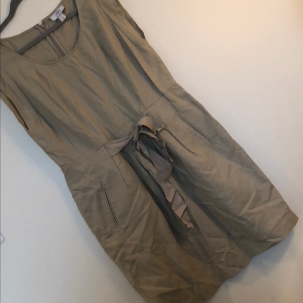LOFT Linen Blend Dress - Tie Waist - Pockets - 10